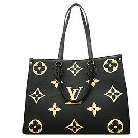 Borsa Tote Louis Vuitton Monogram Empreinte Bicolor OnTheGo MM Nero Beige