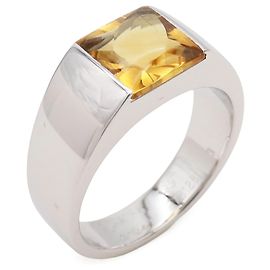 Anel Cartier em ouro branco 18K e citrino Dourado Amarelo