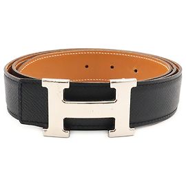 Hermès Cinto Hermes H com fivela H reversível Preto Castanho claro
