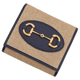 Carteira bi-fold Gucci em bege e navy Bege Azul marinho