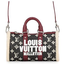 Borsa Louis Vuitton Monogram Shearling Keepall Bandoulière 25 Nero