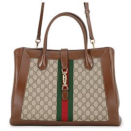 Borsa Tote Gucci Jackie 1961 GG Supreme Large Marrone Beige