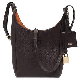 Bolsa Crossbody Miu Miu em couro texturizado marrom Marrom Castanho escuro