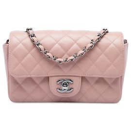 Chanel Pink Mini Rectangular Classic Caviar Single Flap Pink