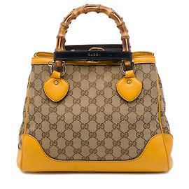 Mala de mão Gucci Diana com pega de bambu em tela GG bege Bege