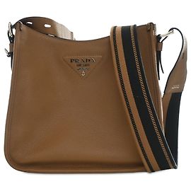 Prada Borsa Hobo Medium Vitello Daino Soft Marrone Marrone