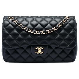 Chanel Black Jumbo Classic Lambskin Double Flap Black