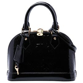 Louis Vuitton Black Monogram Vernis Alma BB Negro