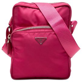 Prada Sac Crossbody en Tessuto Rose avec Fermeture Éclair Rose Autre