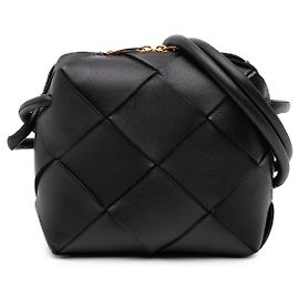 Bottega Veneta Mini Borsa a tracolla Intreccio Cassette in nappa nera Nero