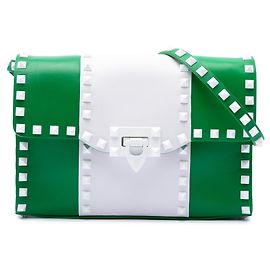 Valentino Sac Crossbody Rockstud Medium en Cuir Colorblock Blanc avec Fermoir Blanc