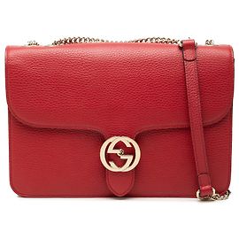 Gucci Borsa a tracolla Interlocking G in pelle di vitello Dollar rossa taglia Medium Rosso