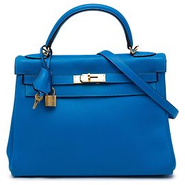 Hermès Blue Epsom Kelly II Retourne 32 Bleu