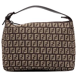 Sac à main Fendi en toile Zucchino marron Marron Marron foncé