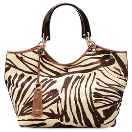Salvatore Ferragamo Saco Shopper de palha com estampa de zebra castanha Ferragamo Marrom Bege