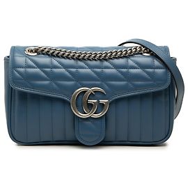 Bolso de hombro Gucci GG Marmont Matelassé de piel de becerro azul Medium Azul