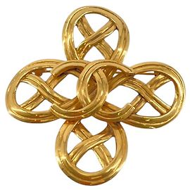 Chanel Gold CC Infinity Brosche vergoldet Golden