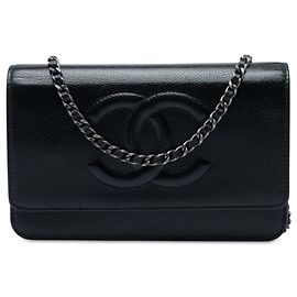 Chanel Black CC Caviar Timeless Wallet on Chain Nero