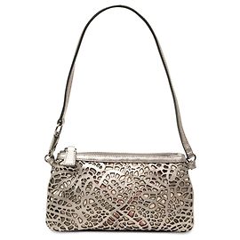 Burberry Silver Supernova Check Leder-Pochette mit Cut-Outs Silber