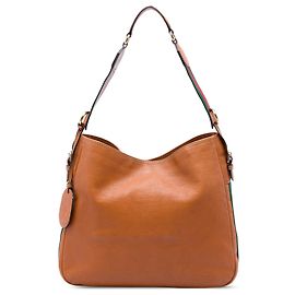 Borsa a tracolla Gucci Brown Medium Pebbled Calfskin Web Heritage Marrone