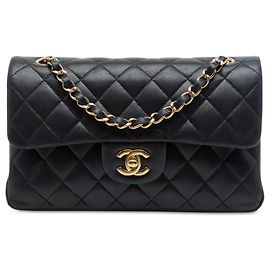 Chanel Black Small Classic Lambskin Double Flap Schwarz