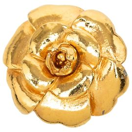 Broche Camélia Chanel plaquée or doré Doré