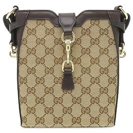 Borsa a secchiello Gucci Mini GG Canvas Web Beige Beige