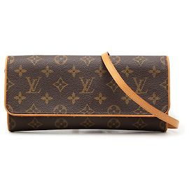 Louis Vuitton Brown Monogram Pochette Twin GM Castaño