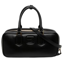 Miu Miu Black Leather Arcadie Satchel Black