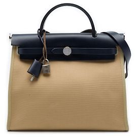 Hermès Beige Toile Herbag Zip 31 Beige