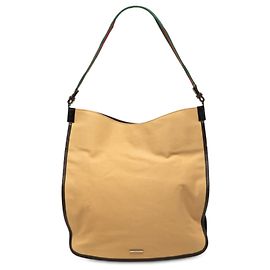 Gucci Schultertasche aus beigem Canvas mit Web-Streifen Beige