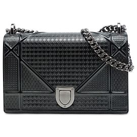 Dior Black Medium Patent Microcannage Diorama Flap Schwarz