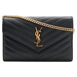 Bolsa de ombro em couro preto Yves Saint Laurent Preto