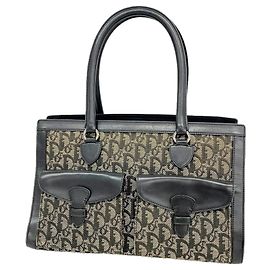 Sac cabas Christian Dior Trotter Canvas Noir Beige