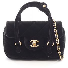 Borsa a mano Chanel Matelasse da donna in tessuto nero Nero