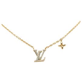Collana Louis Vuitton LV Iconic placcata oro con strass D'oro