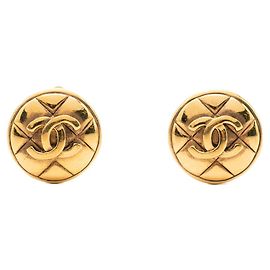 Chanel Coco Mark Matelassé Gold Clip-Ohrringe Golden