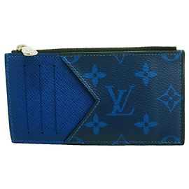 Portacarte e monete Louis Vuitton Taigarama Blu