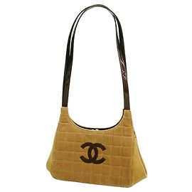 Borsa a tracolla Chanel in velluto a coste marrone Marrone