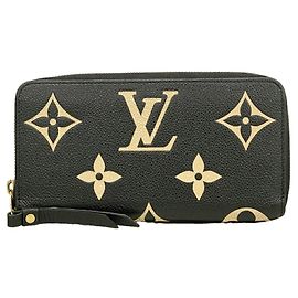 Louis Vuitton Monogram Empreinte Bicolor Zippy Wallet Black Beige