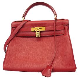 Hermès Sac à main Hermes Kelly 28 Togo en Rouge Vif Rouge