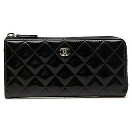 Chanel Coco Mark Matelassé Lange Geldbörse Schwarz