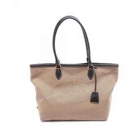 Sac cabas Prada LOGO JACQUARD Marron Noir