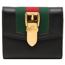 Cartera tri-fold Gucci Sherry Line Sylvie Negro