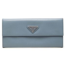 Prada Saffiano Leder Geldbörse lang Hellblau