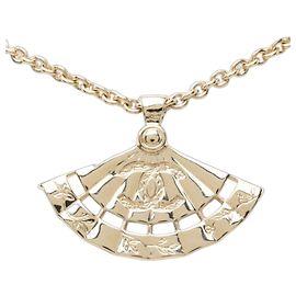 Collier chaîne Chanel Coco Mark motif éventail Argenté