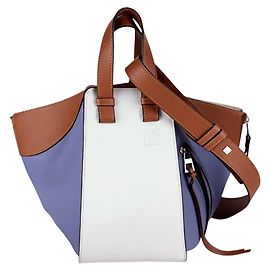 Loewe Hammock Pequena Bolsa de Mão/Bolsa de Ombro em Couro Marrom Azul