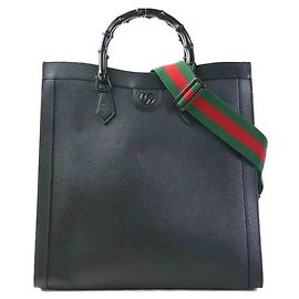 Borsa a mano/Borsa a tracolla Gucci Diana in pelle e bambù Nero