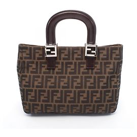 Borsa Tote Fendi Zucca Marrone e Nera in Pelle e Tela Marrone Nero