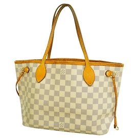 Bolso Tote Louis Vuitton Damier Azur Neverfull PM Blanco